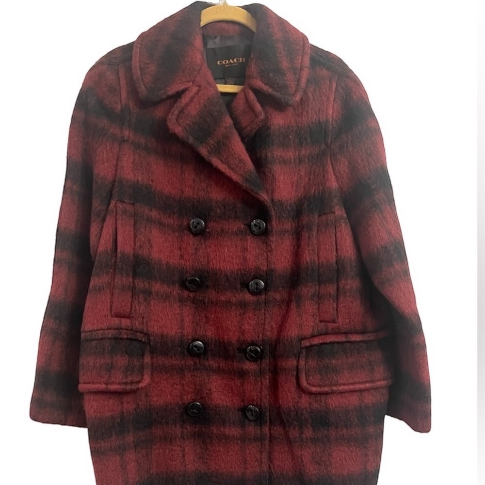 Coach Women Plaid Peacoat Jacket Cranberry Red Wool
Blend MRSP$675, like new - Picture 2 of 5
